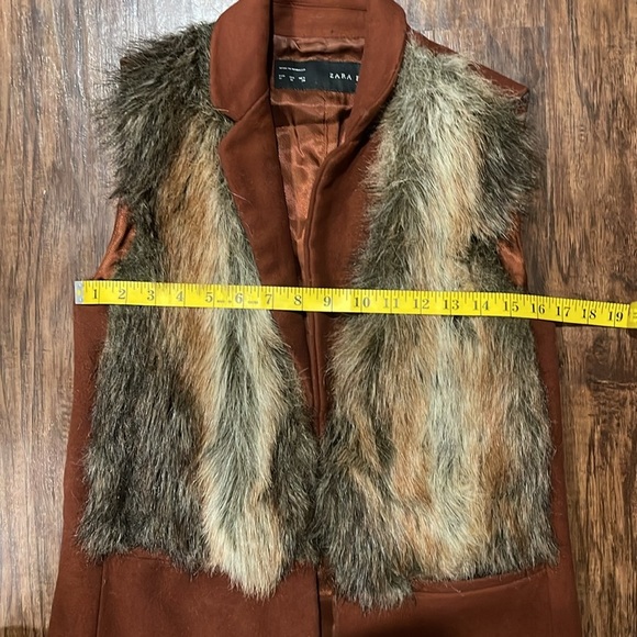 Zara Faux Fur warm rich brown cozy Vest size medium - Picture 7 of 10